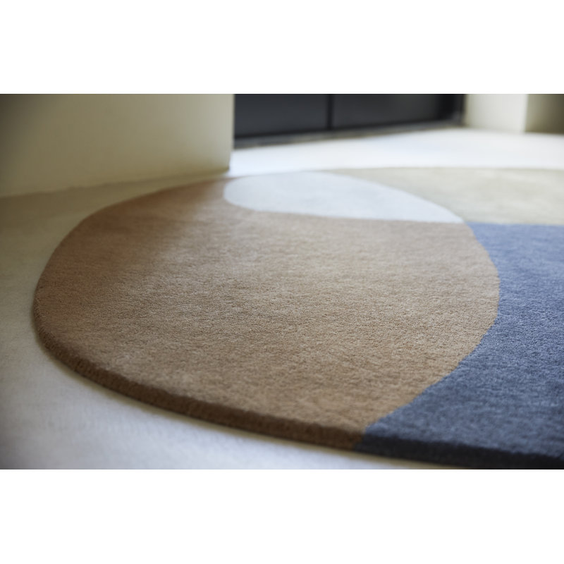 Decor Hand Tufted Wool Geometric Area Rug, Dark Gray/Taupe, Oval 5'3'' x 7'7''