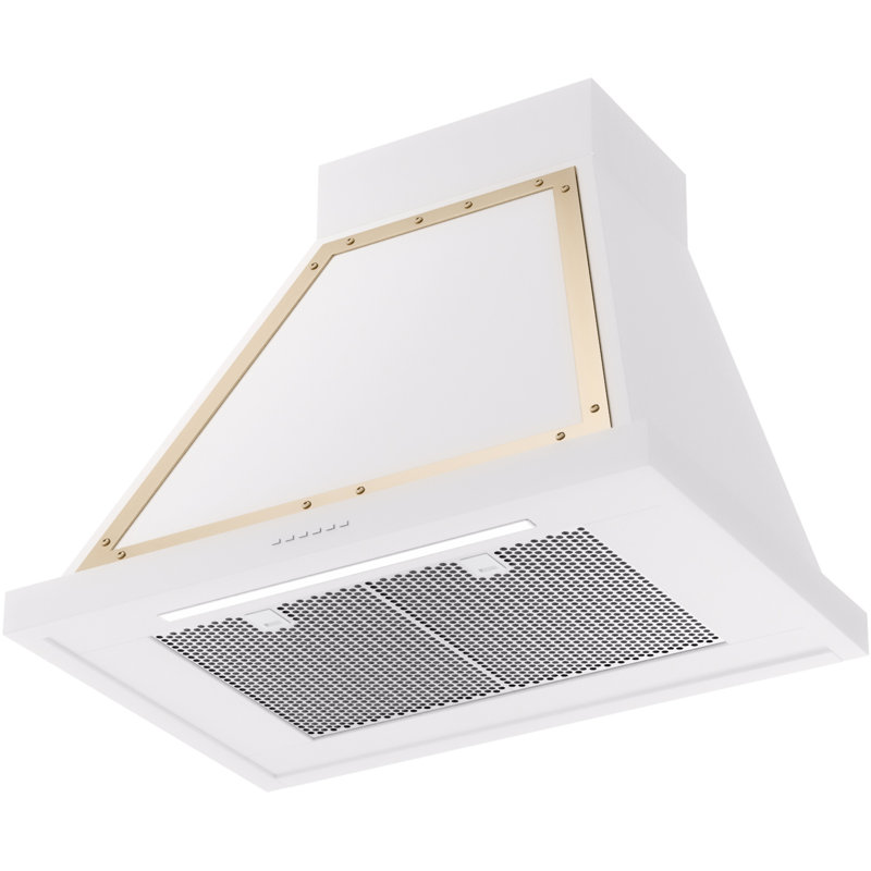 Hotte de cuisine murale 30 pouces ILVE Nostalgie II Series Noblesse avec 600 pi³ / min, Blanc/laiton