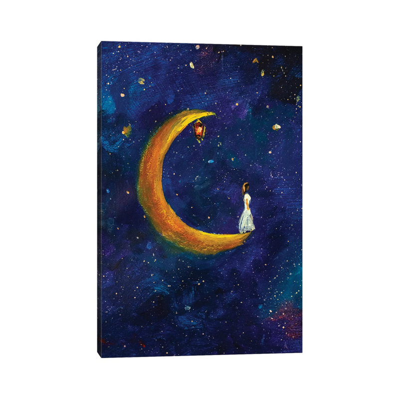 «Waiting for the Prince» par Valery Rybakow - peinture sur toile tendue, H 12 po x l 8 po x P 0,75 po