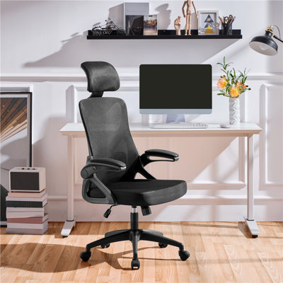 High Back Mesh Swivel Ergonomic Task Office Chair with Flip-Up Arms