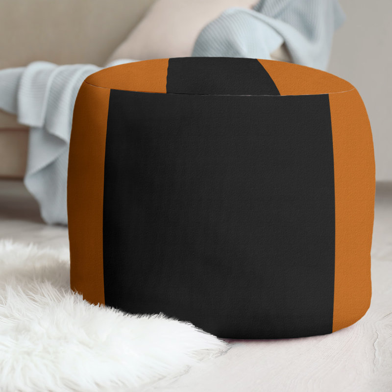 Repose-pieds cubique rond à rayures 20,5", Orange / noir / orange