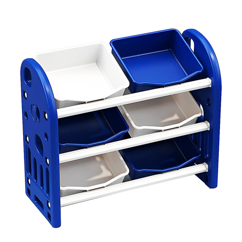 Armoire décorative en plastique Alborz, rangement pour jouets, armoire avec tablette et bacs en PEHD, Bleu marine