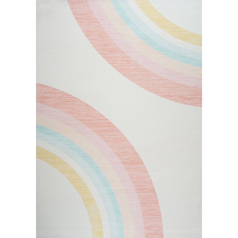 Tapis à motif arc-en-ciel rose / crème pour enfant 4 pi x 6 pi (3 pi 11 po x 5 pi 10 po) Branch Marlow
