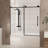 Frameless shower door 56-60 "W x 60" H, 1/4 "(6 mm) Clear Tempered Glass, Explosion Proof Film, Stainless Steel Handle, Matte Black-122516985