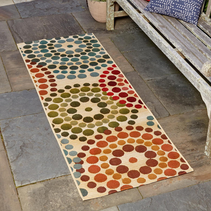 Tapis intérieur / extérieur vert / beige / rouge / turquoise Deweese, Tapis de couloir 2 pi x 4 pi 1 po