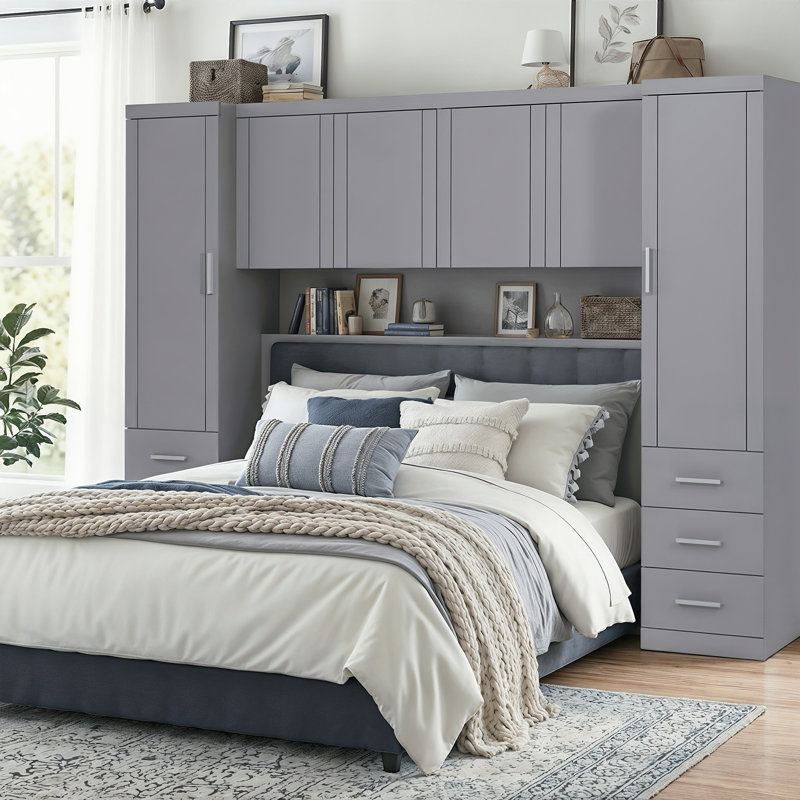Kimberley 6 Door 6 Drawer Overbed Storage, Cool Grey