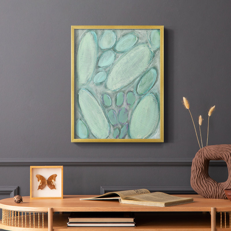 Blue Orbs I, reproduction encadrée - bois massif, Or, H 10 po x l 8 po