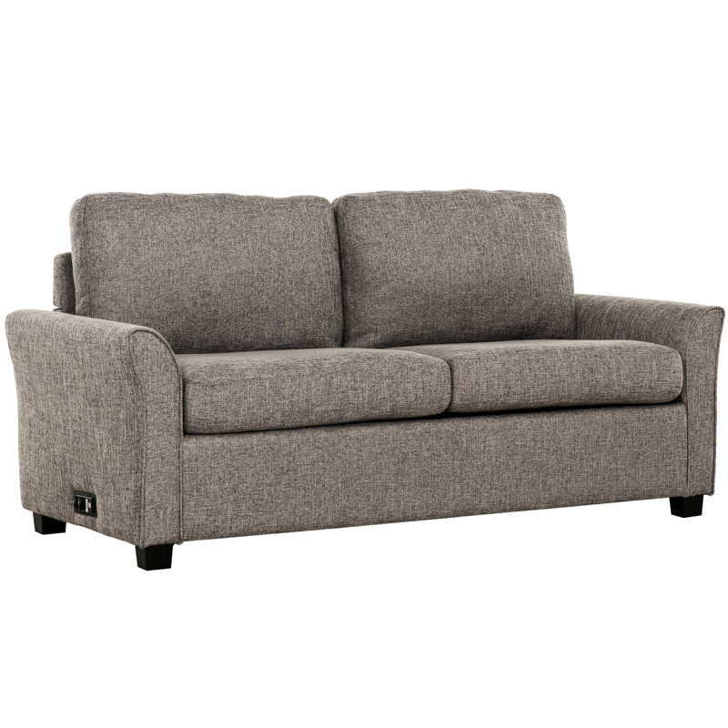 Lit Modern Ports, gris convertible, meubles de salon, lit avec prises de courant, support en mousse contemporain