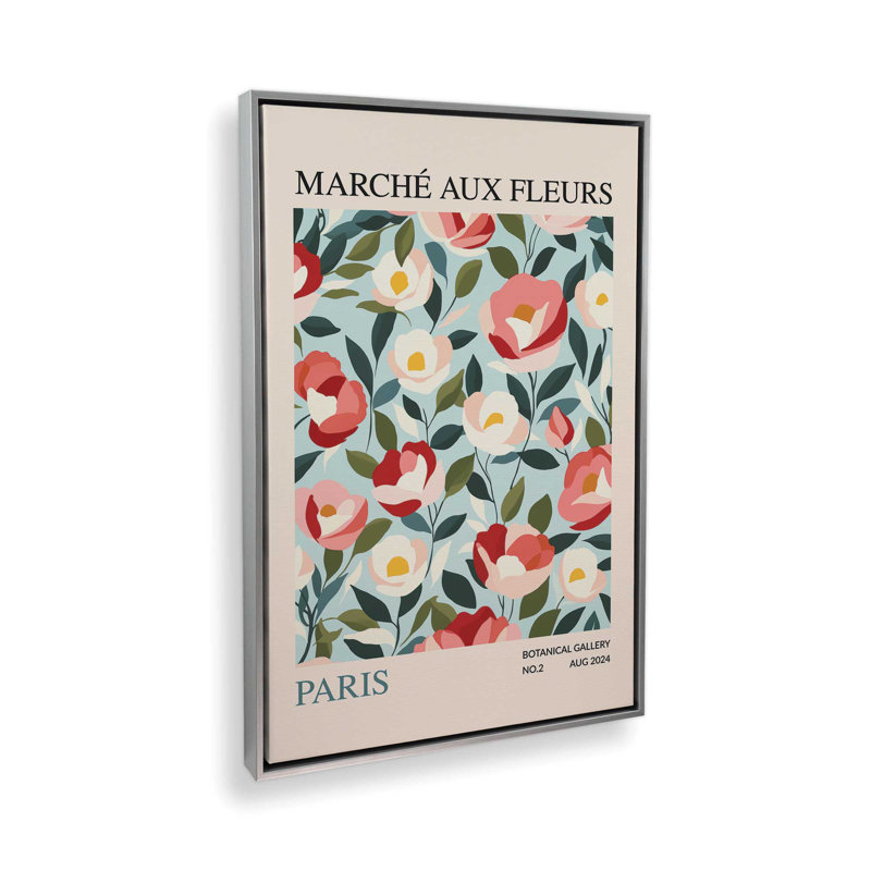 Marché aux fleurs de Paris, Cadre flottant en chrome poli, H 48,75 po x l 32,75 po