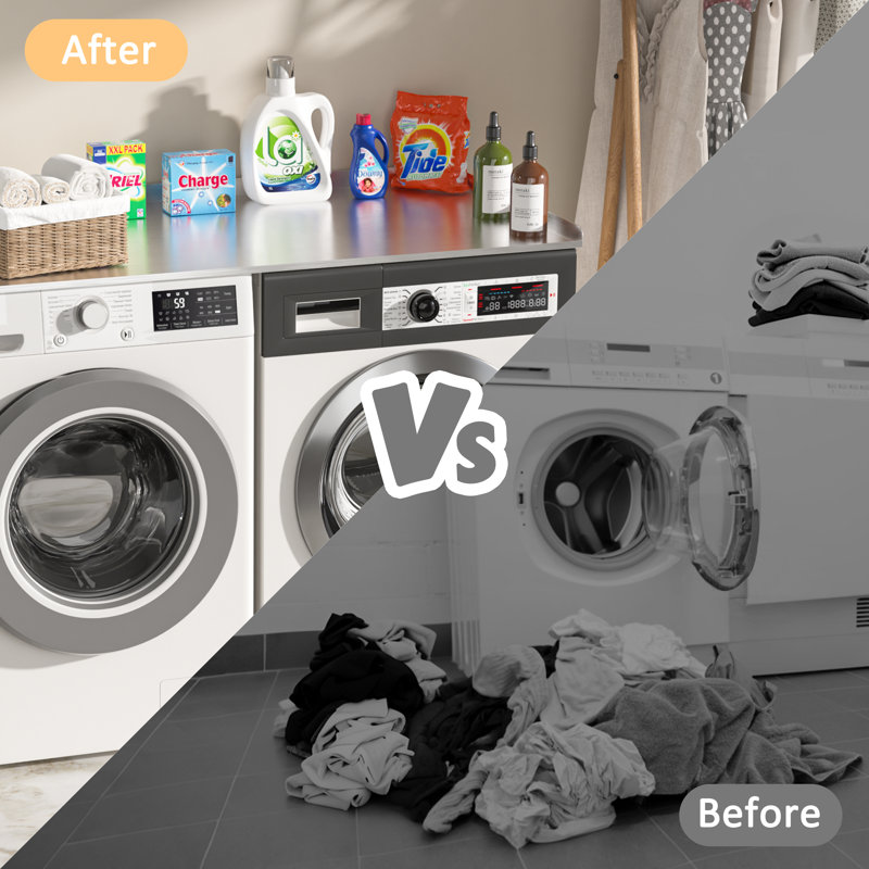 Washer Dryer Countertop Stainless Steel Topper with Edge for Laundry Room Storage and Organization