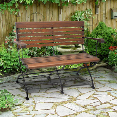 Rayne Teak and Iron Outdoor Bench