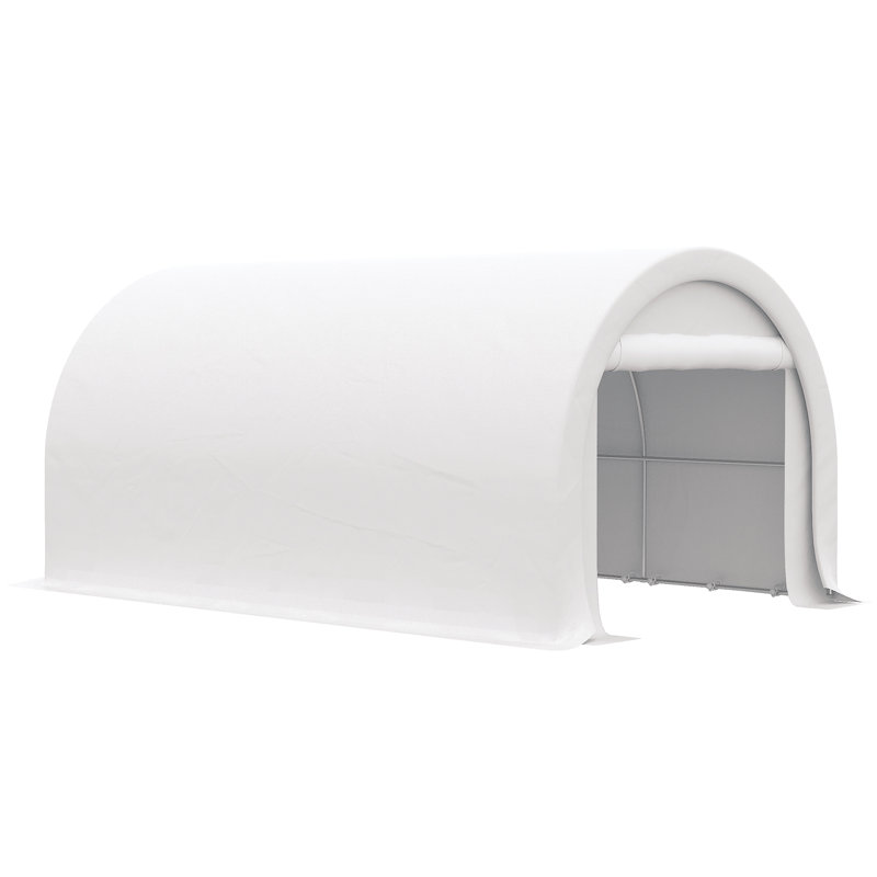 Abri de voiture portable 3 m x 4,8 m, en polyéthylène anti-UV, blanc., Blanc