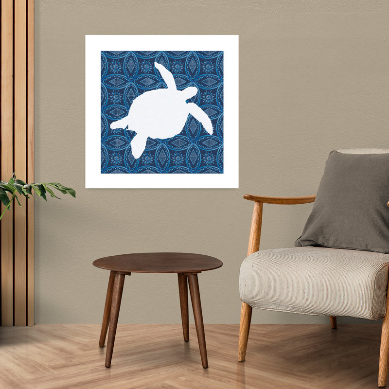Art mural tortue de mer à motif géométrique contemporain et animal, H 24 po x l 24 po