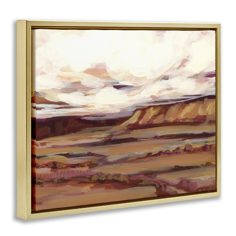 «Mauve Mesa Landscape» par Haley Knighten, Cadre flottant noir de jais, H 17 po x l 21 po