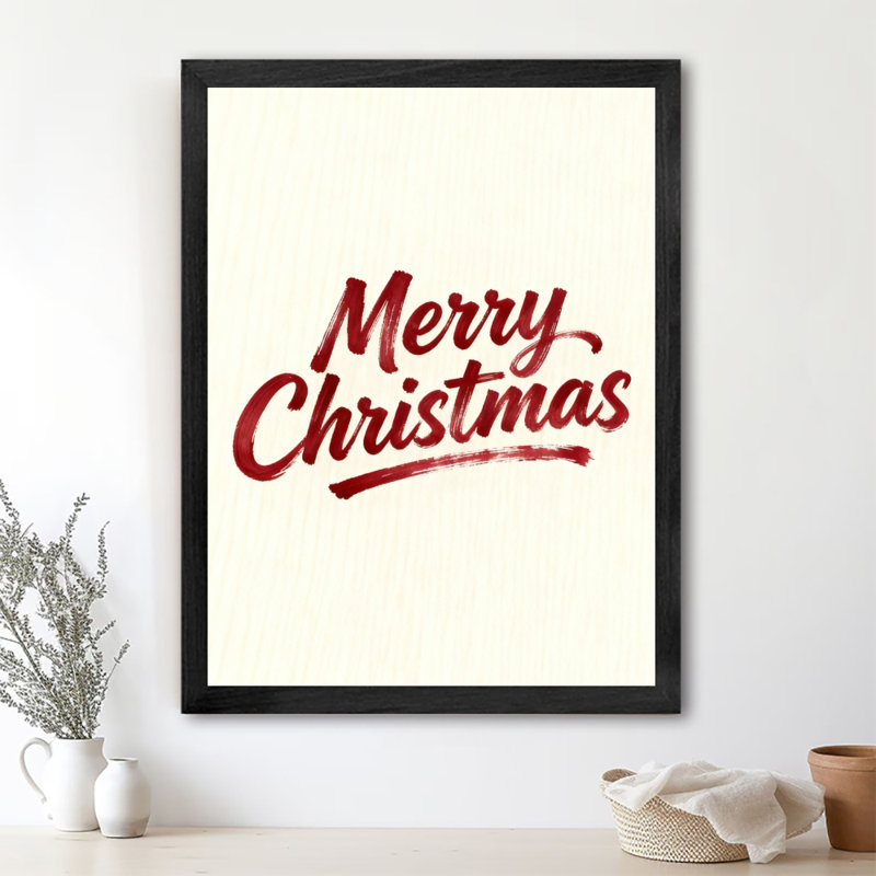 Art mural rétro noir encadré «Merry Christmas», impressions de style rétro, H 17 po x l 13 po