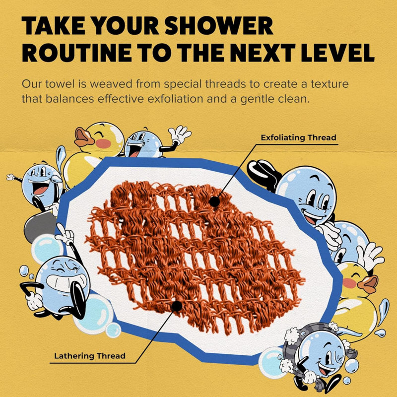 Exfoliating Shower Towel  Rip Resistant Exfoliating Washcloth For All Skin Types  Made In Japan, Yellow