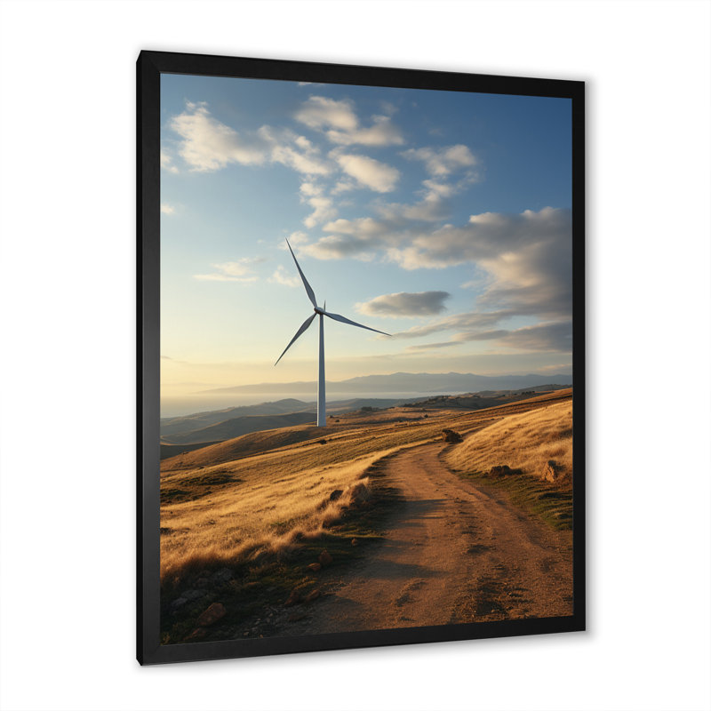 Wind Turbines Minimalist Motion II - reproduction sur toile, H 32 po x l 24 po x P 1 po, Cadre simple noir
