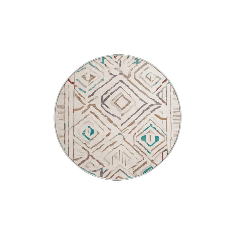 Silky Soft Plush Beige Area Rug, Round 3'