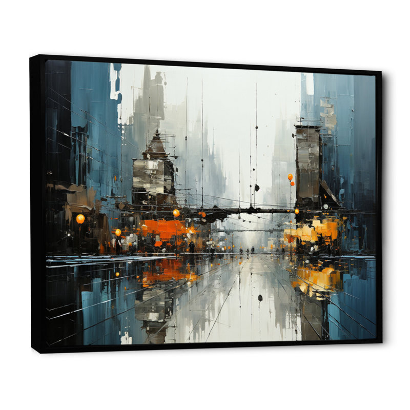 Malgorzata " Urban Utopia I ", Black Floater Framed, 34" H x 44" W x 1.5" D