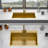 33" Drop In Gold Kitchen Sink - 33*22 Inch Kitchen Sink Drop-In Topmount Single Bowl 16 Gauge Stainless Steel Ledge Workstation Kitchen Sinks-118942061