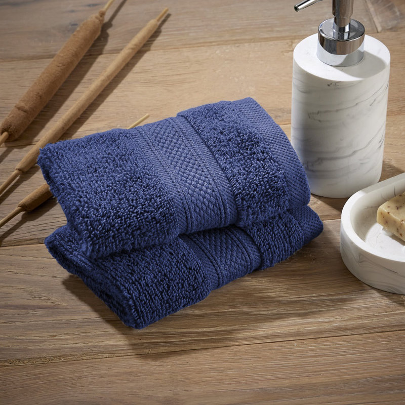 Luxury Zero Twist 100% Cotton Face Towels - Set of 2, Navy