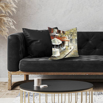 Deserted and sunny street - 18"x18" Throw pillow cover - Poly twill - Print on demand