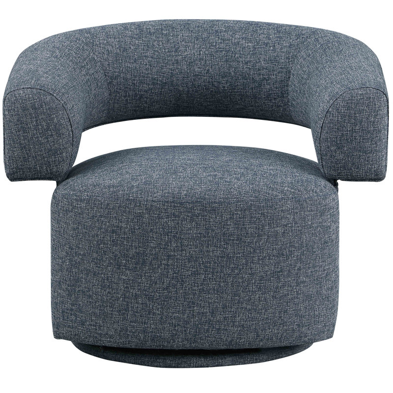 Hynek Upholstered Swivel Accent Chair, Blue Linen Textured Fabric