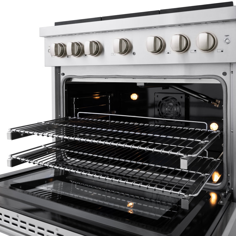 ZLINE 36 in. 5.2 cu. ft. 6 Burner Gas Range with Convection Gas Oven in Stainless Steel