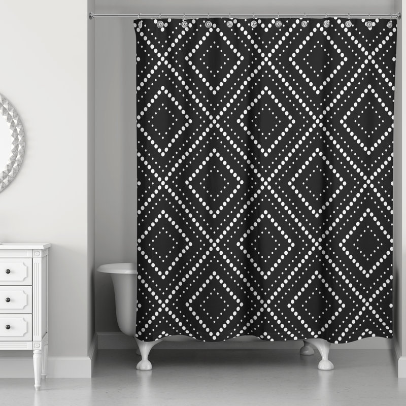 Killion Geometric Shower Curtain, Black