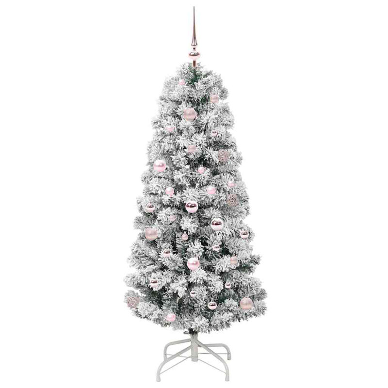 Artificial Hinged Christmas Tree Green and white, 4.92 ft