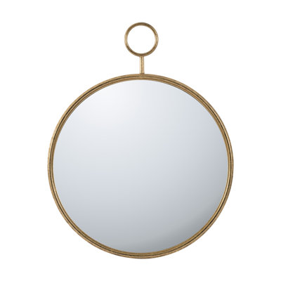 Circle Wall Mirror with Gold Metal Frame