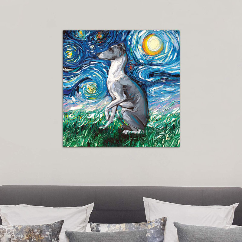 Whippet Night by Aja Trier - Wrapped Canvas Painting, 66.04 cm H x 66.04 cm W x 3.175 cm D