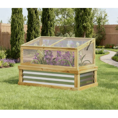 Large Elevated Planter Box,Wooden Raised Garden Bed With Legs,Bed Liner And Drain Holes