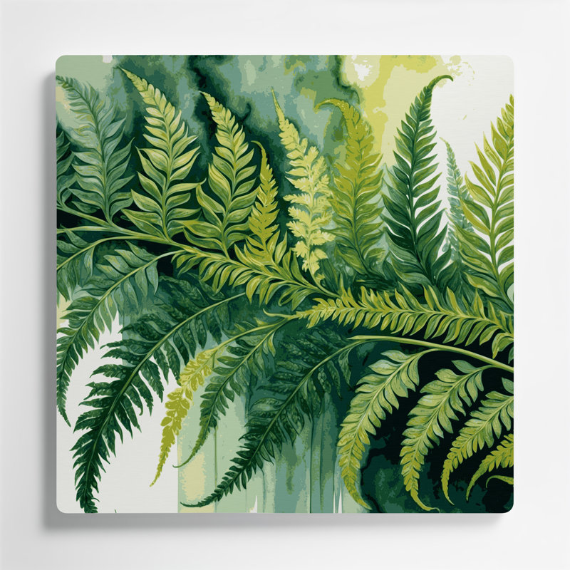 Art mural en métal vert botanique Royal Fern, H 16 po x l 16 po