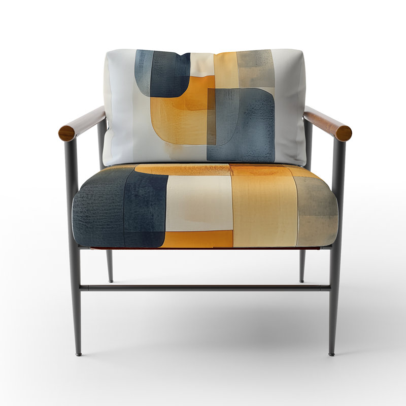 Chaise d'appoint à formes abstraites - Fauteuil Line-Dance, Brown Round Arms