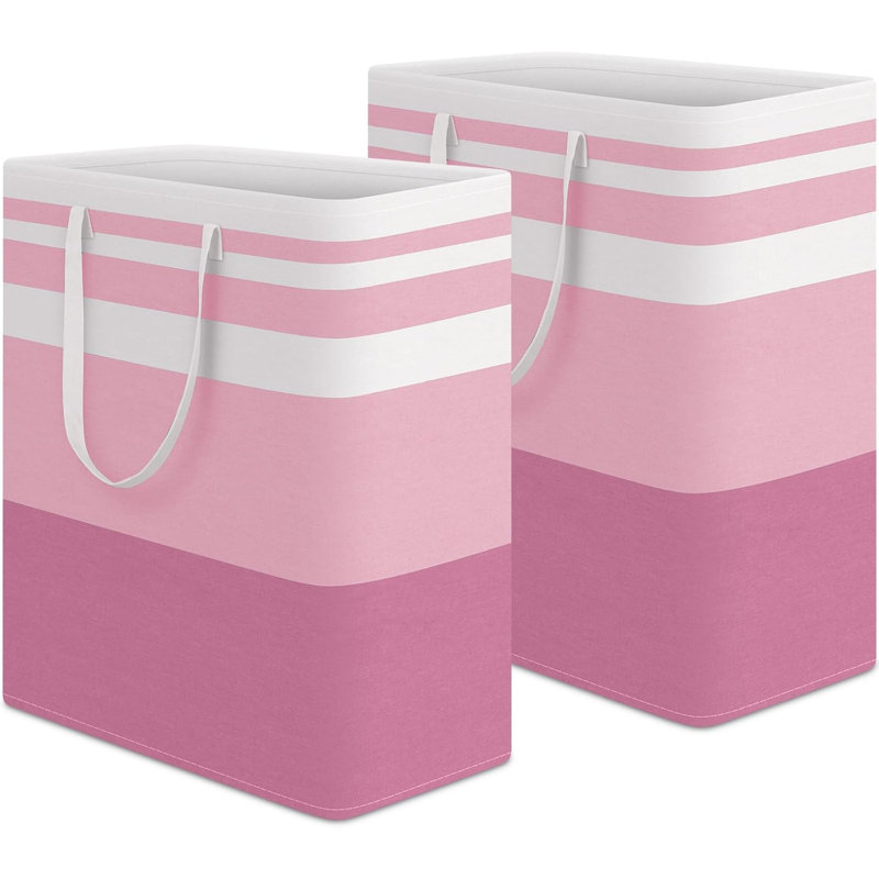 2 Pack Laundry Baskets Waterproof Freestanding Laundry Hampers Collapsible Clothes Hamper With Reinforced Handles In Laundry College Dorm Bathroom Bedroom