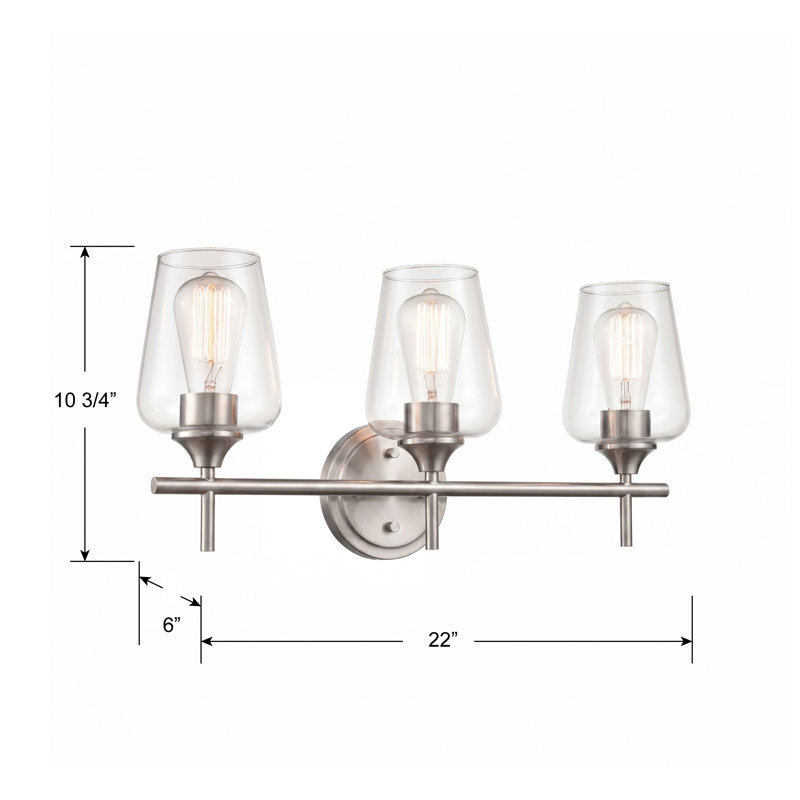 Éclairage de meuble-lavabo à intensité variable Whalley, 3, Nickel brossé