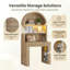 Bureau d'écriture avec huche arquée, tiroir cannelé et tablettes de rangement, bureau d'ordinateur moderne en bois avec rangement pour bureau à domicile, chambre à coucher, petit espace-1244509628