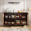 Buffet 59 po en rotin brun foncé et bois jaune-1716239841