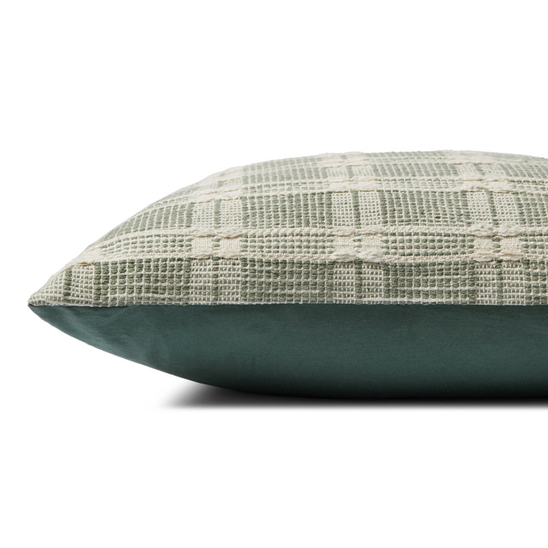Madera 22" Round Forest Green Cotton Pillow Set