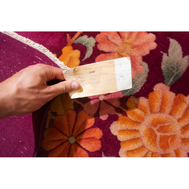 Tapis à motif floral antique noué à la main Art Deco