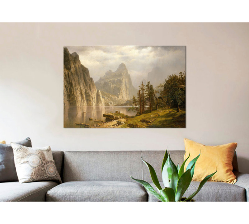 « merced river, yosemite valley, 1866 », reproduction sur toile, H 12 po x l 18 po x P 1,5 po, Aucun mat, Toile tendue