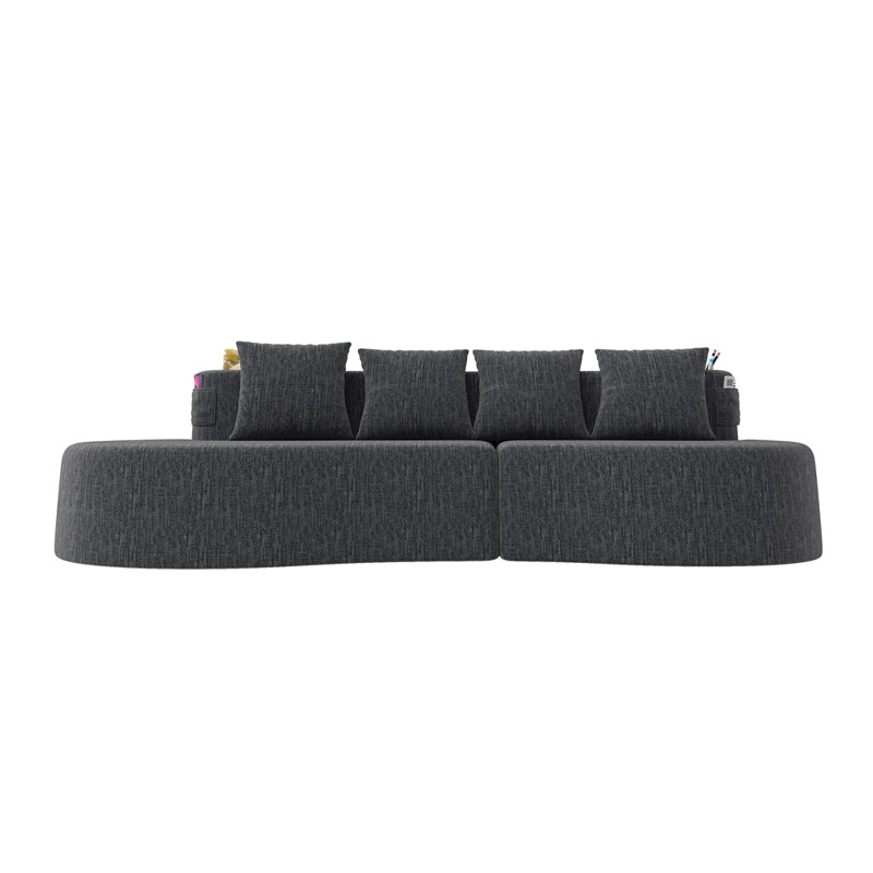 Canapé modulaire compressé courbé, Gris foncé