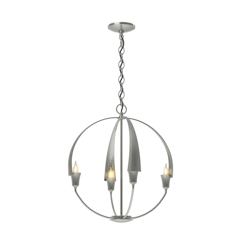 Cirque 4 - Light Sphere Globe Chandelier, 20.7" H x 19" W x 19" D, Sterling