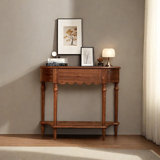 Retro Solid Wood Console Table with 1 Drawer