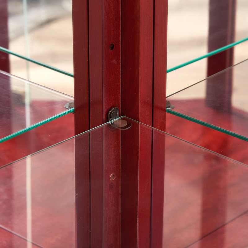 Armoire de coin en verre avec éclairage, Cerisier, Oui