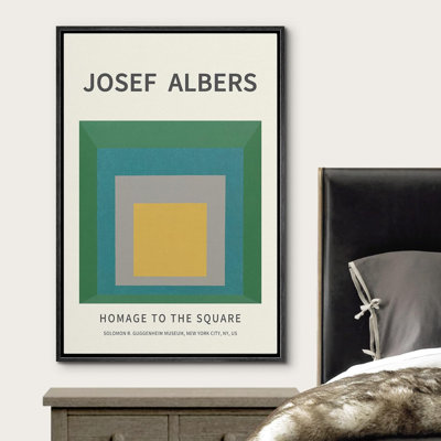 Abstrait, blocs de couleurs vives, jaune, vert et bleu par Josef Albers - reproduction sur toile flottante