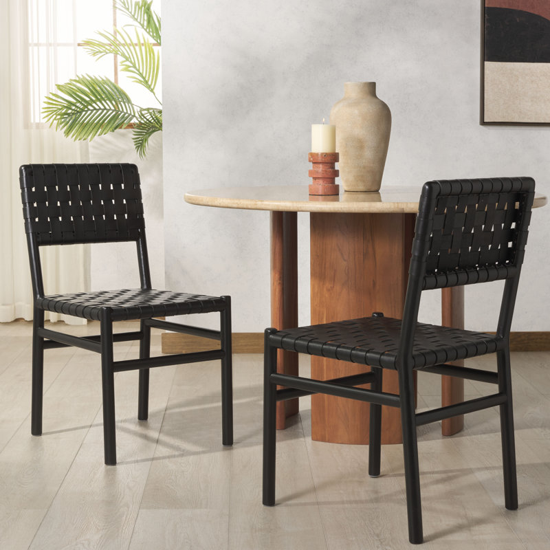 Jeremiah Leather Upholstered Dining Chair, Black