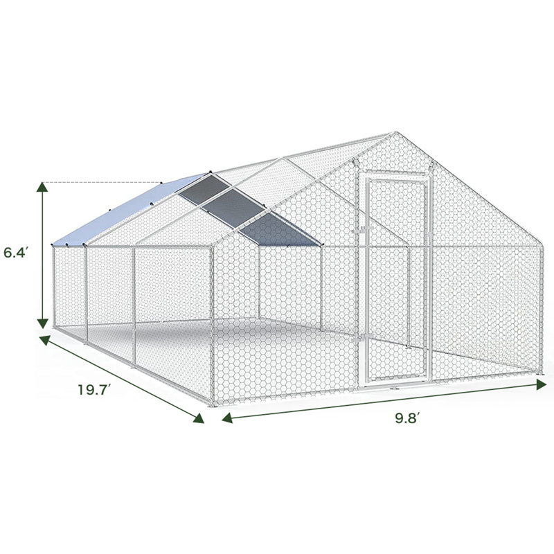 Poulailler avec ruisseau Evell, H 76,8 po x l 117,6 po x P 230,4 po