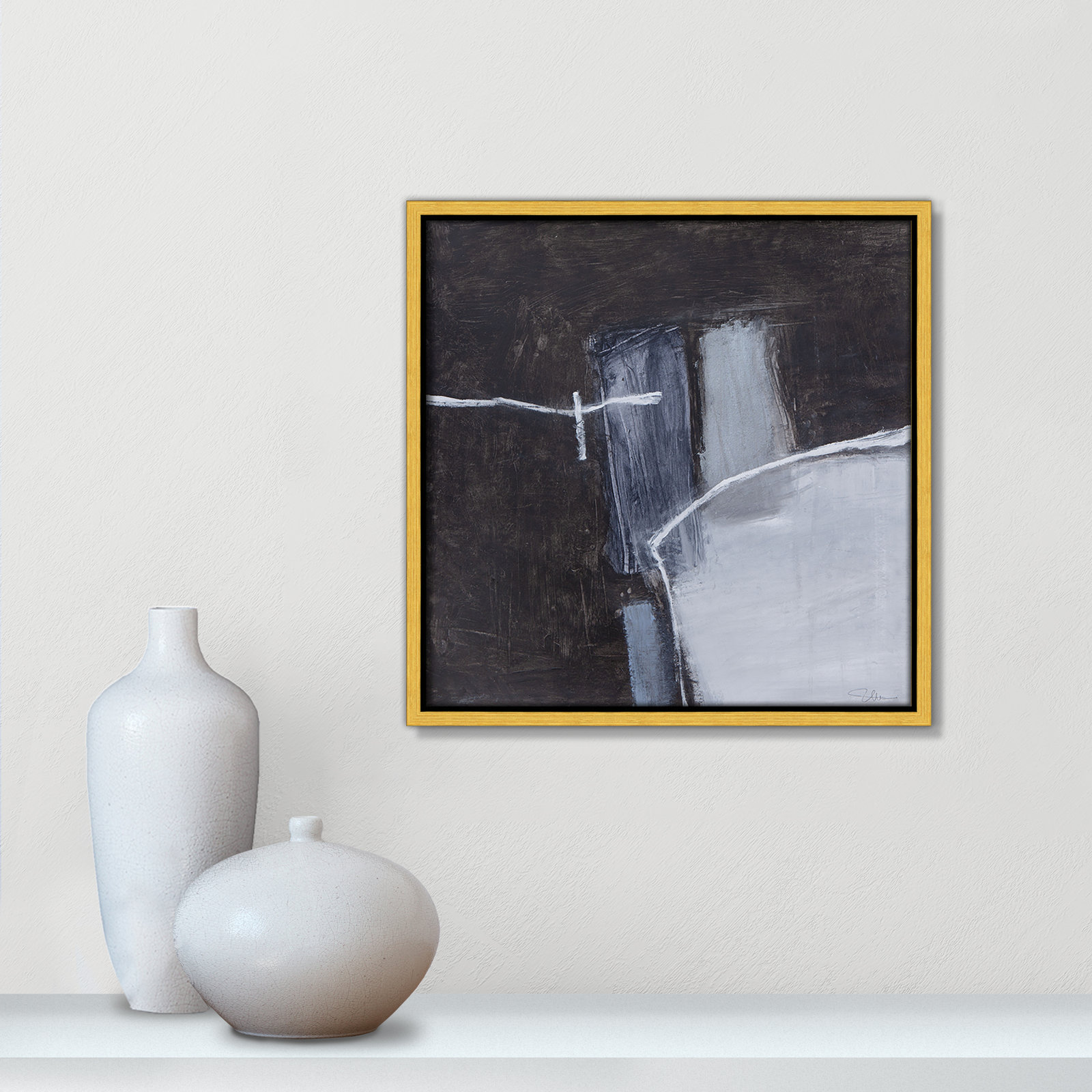 Graphite Gemstones Collection "Graphite Gemstones I" Print, 13.5" H x 13.5" W, Gold
